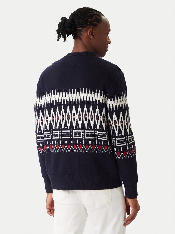 Tommy Hilfiger Tommy Hilfiger Pulover Fairisle MW0MW40844 Bleumarin Regular Fit