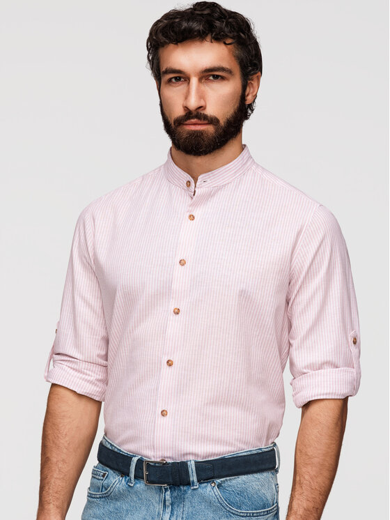 Ombre Ombre Koszula OM-SHCS-0189 Różowy Regular Fit
