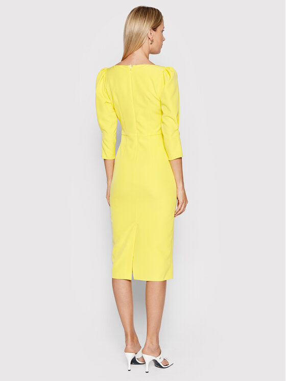 Nissa Nissa Sukienka koktajlowa RZ12906 Żółty Slim Fit