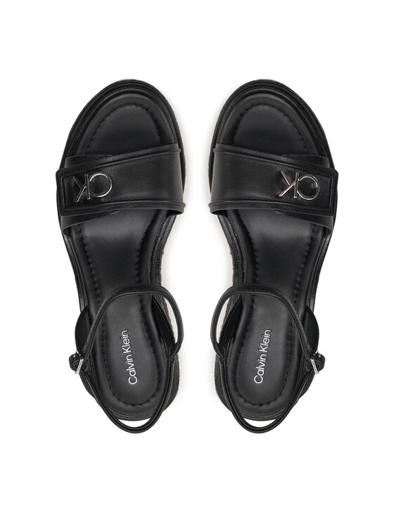 Calvin Klein Calvin Klein Еспадрильї Wedge Sandal 50 Relock Lth HW0HW01963 Чорний