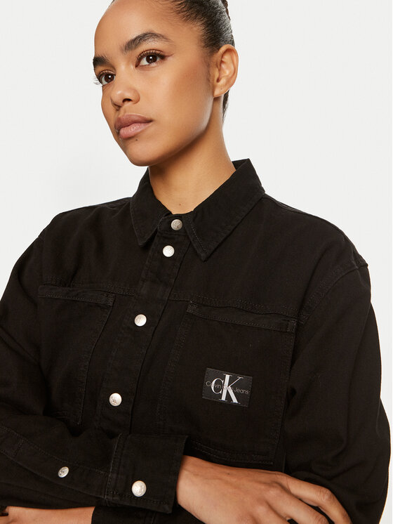 Calvin Klein Jeans Calvin Klein Jeans Τζιν μπουφάν J20J223674 Μαύρο Cropped Fit