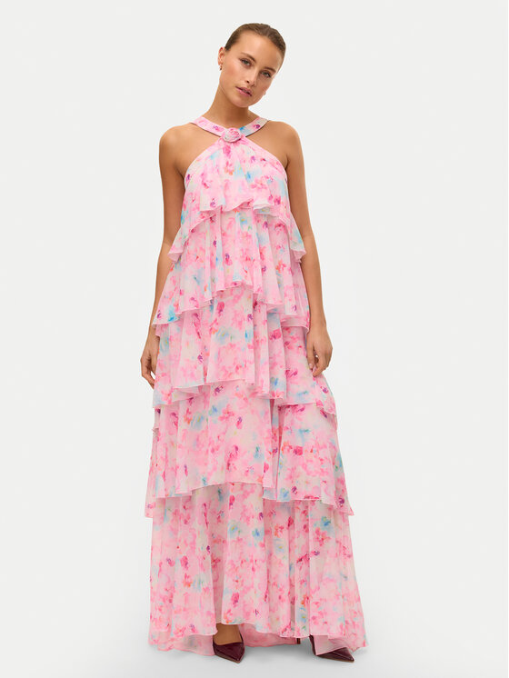 Vero Moda Večerné šaty Felicia 10295237 Ružová Slim Fit