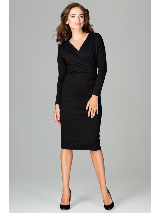 Lenitif Lenitif Šaty K477 Čierna Slim Fit