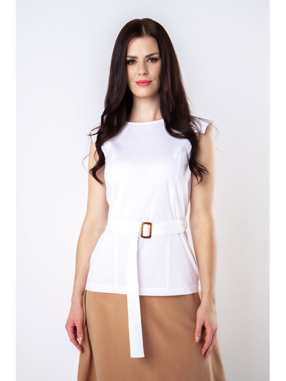 QUIOSQUE QUIOSQUE Bluzka SZKLANA BLOUSE Biały Regular Fit