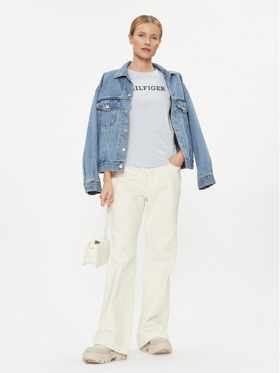 Tommy Hilfiger Tommy Hilfiger Тишърт WW0WW38872 Светлосиньо Slim Fit