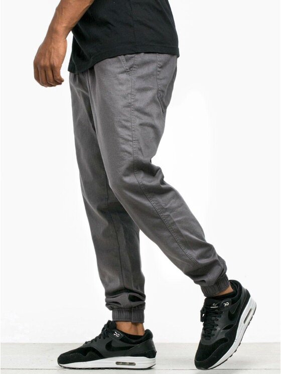 Jigga Wear Jigga Wear Spodnie materiałowe Spodnie Materiałowe Jogger Ze Ściągaczem Jigga Wear Crown Ciemne Szare 6XL Szary Jogger Fit