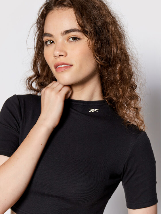 Reebok Reebok Μπλουζάκι HG1165 Μαύρο Slim Fit