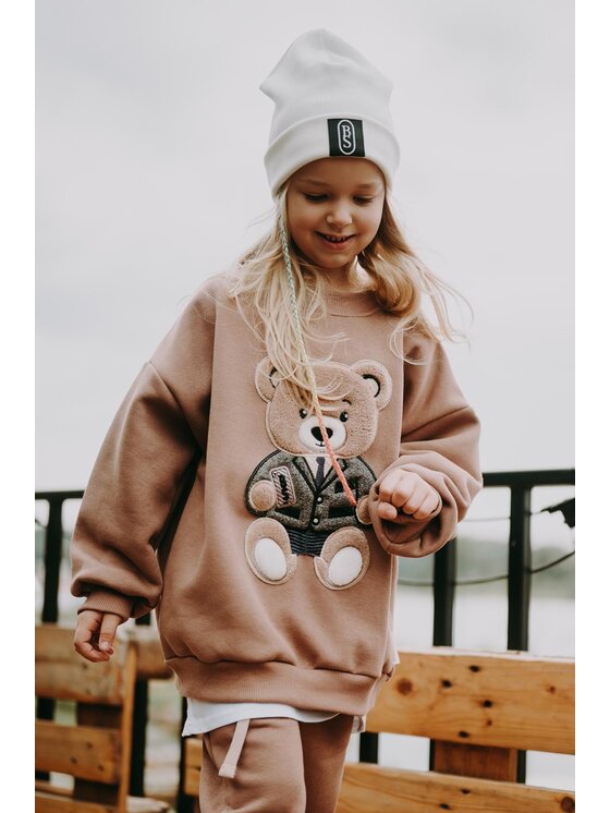 Bejbi Story Bejbi Story Bluza Bluza oversize Harry Teddy bez kaptura Brązowy Oversize