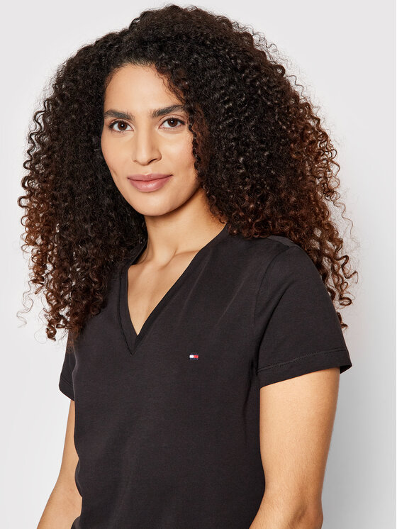 Tommy Hilfiger Tommy Hilfiger Tricou Heritage Tee WW0WW24969 Negru Regular Fit
