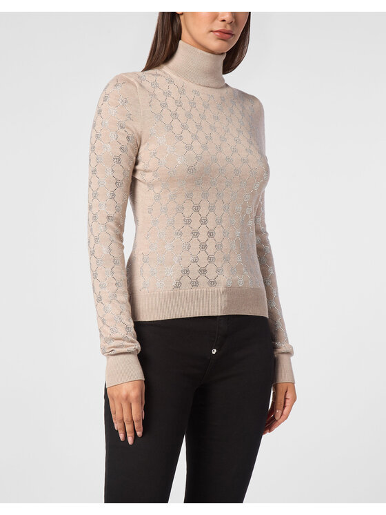 PHILIPP PLEIN PHILIPP PLEIN Top 20029 Beżowy Feminine Fit
