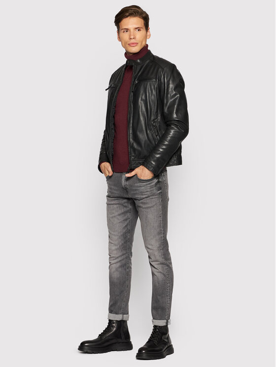 Serge Pariente Serge Pariente Geacă de piele Tonic Negru Regular Fit