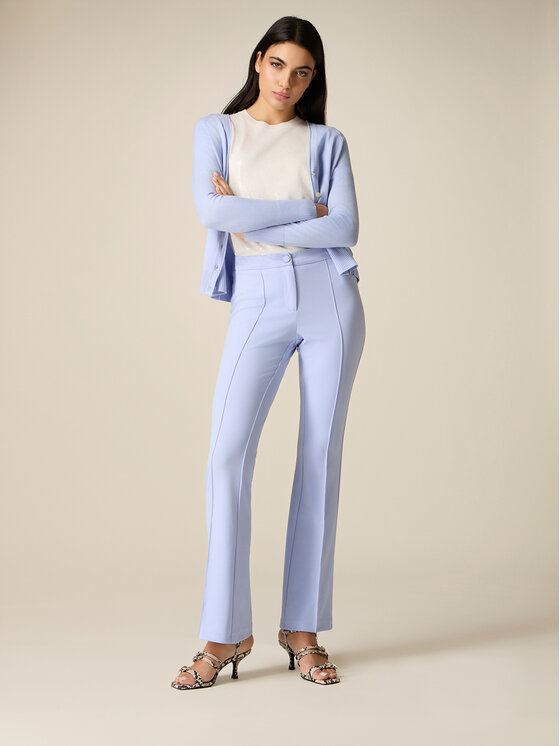 Oltre Oltre Pantaloni di tessuto P088R109408N004 Turchese Flare Fit