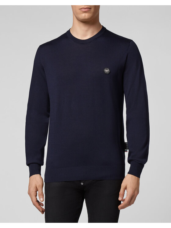 PHILIPP PLEIN PHILIPP PLEIN Longsleeve 11277 Granatowy Regular Fit