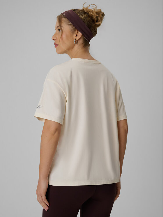 4F 4F T-Shirt BASIC+ Kremowy Loose Fit