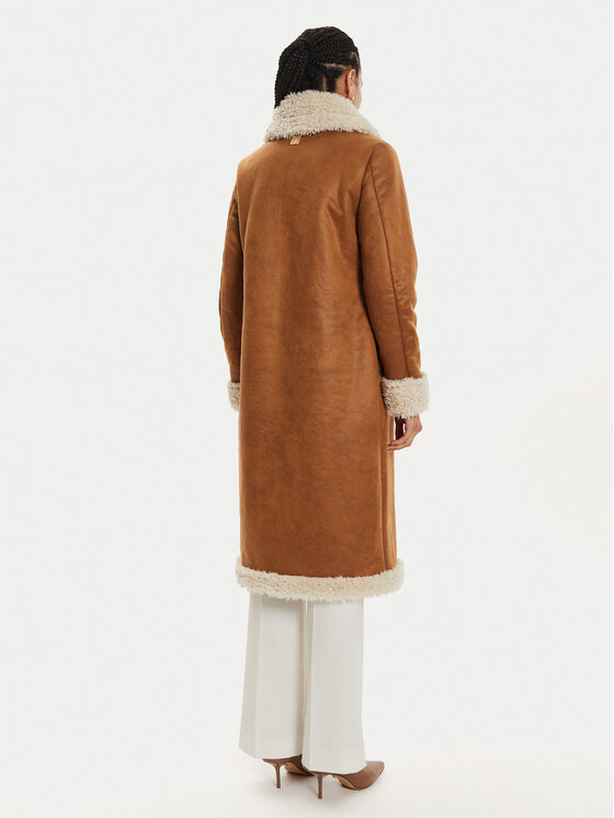 Fracomina Fracomina Cappotto in shearling FR24WC4005O44601 Marrone Regular Fit