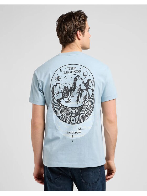 Lee Lee T-Shirt SS RELAXED GRAPHIC TEE Niebieski Relaxed Fit