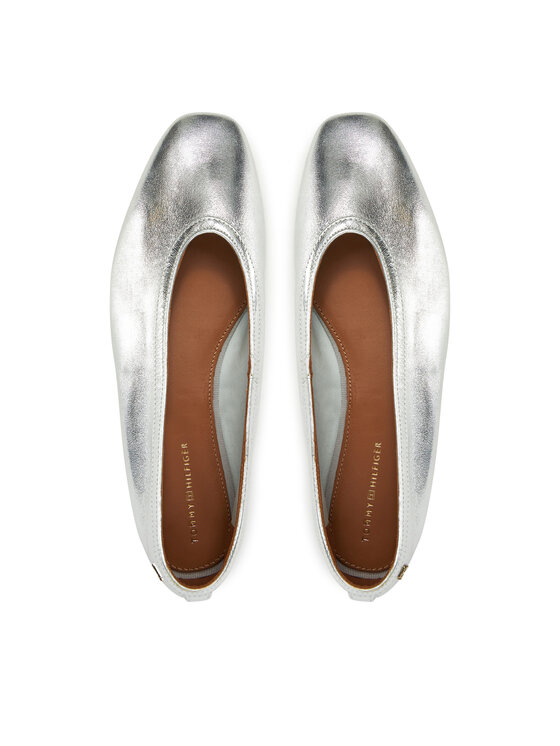 Tommy Hilfiger Tommy Hilfiger Балетки Soft Metal Lthr Ballerina No Bow FW0FW08601 Срібний