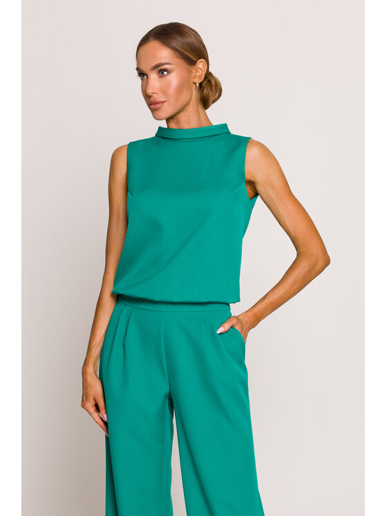 Made of Emotion Made of Emotion Kombinezon M382 Zielony Wide Leg