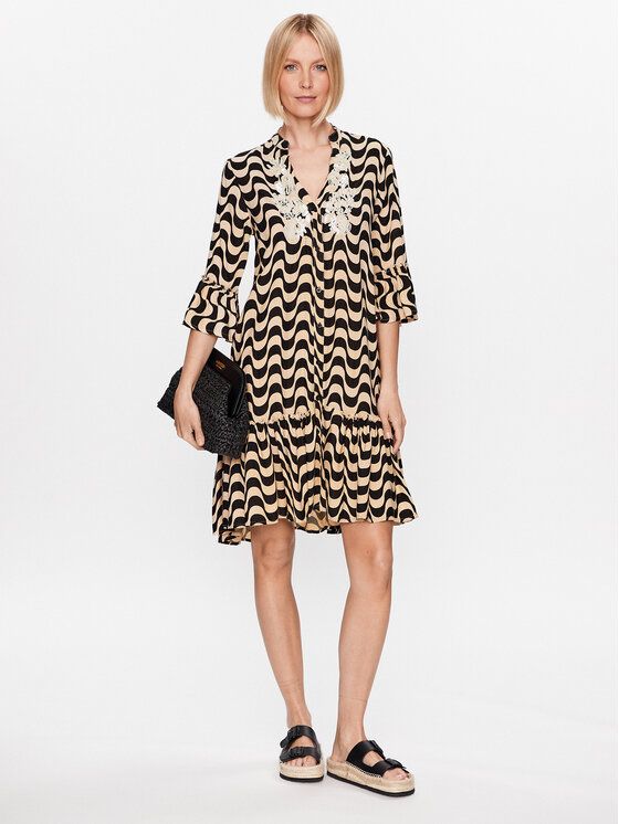 Iconique Iconique Літня сукня IC23 115 Бежевий Regular Fit