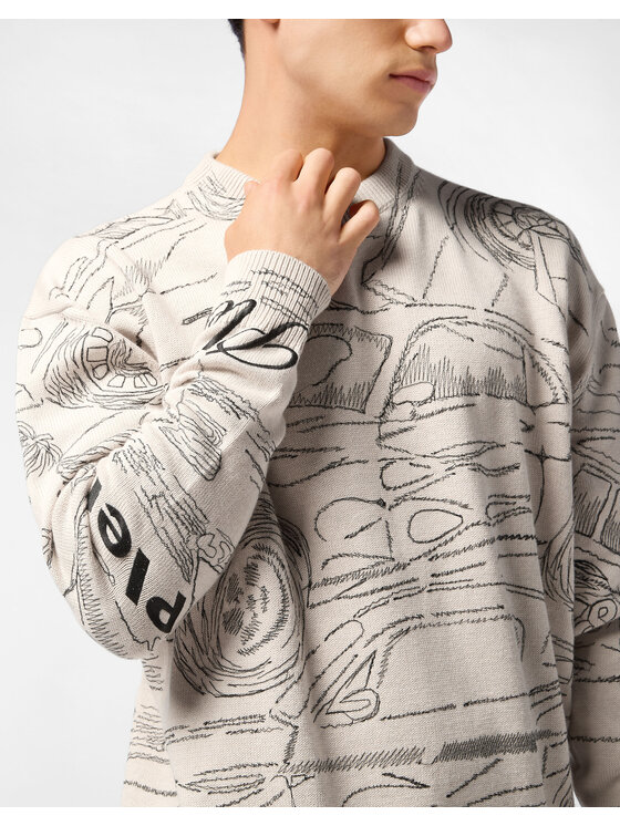 PHILIPP PLEIN PHILIPP PLEIN Sweter 23629 Beżowy Regular Fit