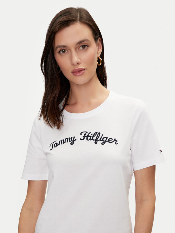 Tommy Hilfiger Tommy Hilfiger Marškinėliai Script WW0WW42589 Balta Regular Fit