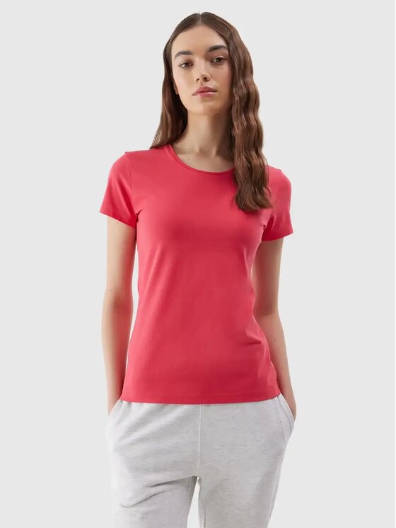 4F 4F Tričko 4FWSS24 TTSHF1161 62S CZERWONY L Červená Custom Slim Fit