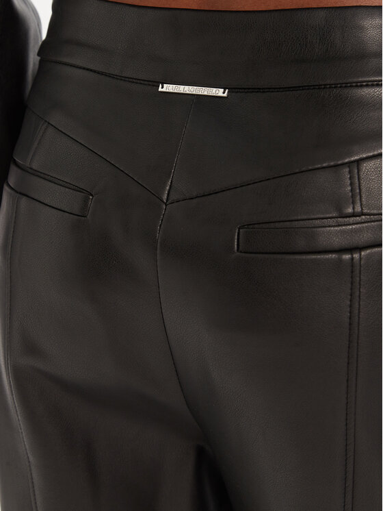 KARL LAGERFELD KARL LAGERFELD Nohavice z imitácie kože A3W10091 Čierna Straight Fit