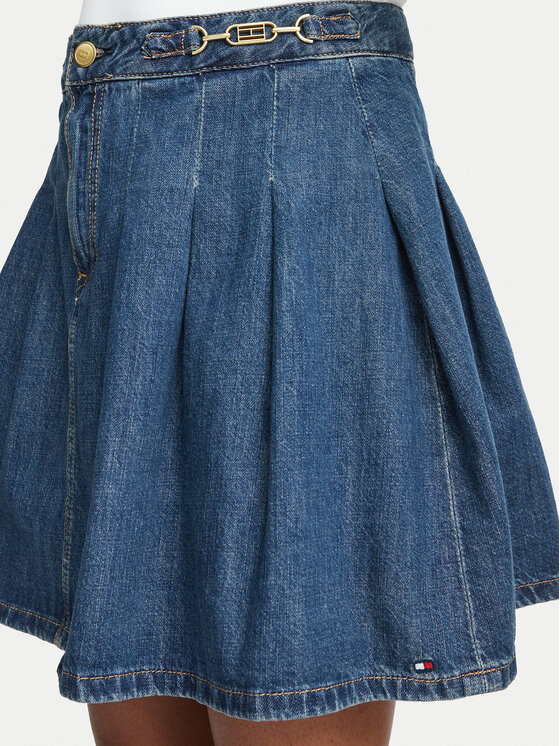 Tommy Hilfiger Tommy Hilfiger Spódnica jeansowa WW0WW50965 Niebieski Straight Fit