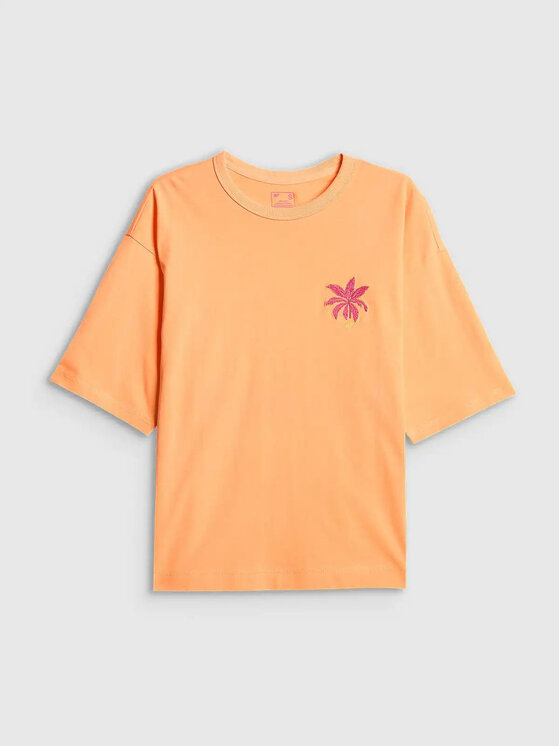 4F 4F T-Shirt BEACHWEAR Pomarańczowy Boxy Fit