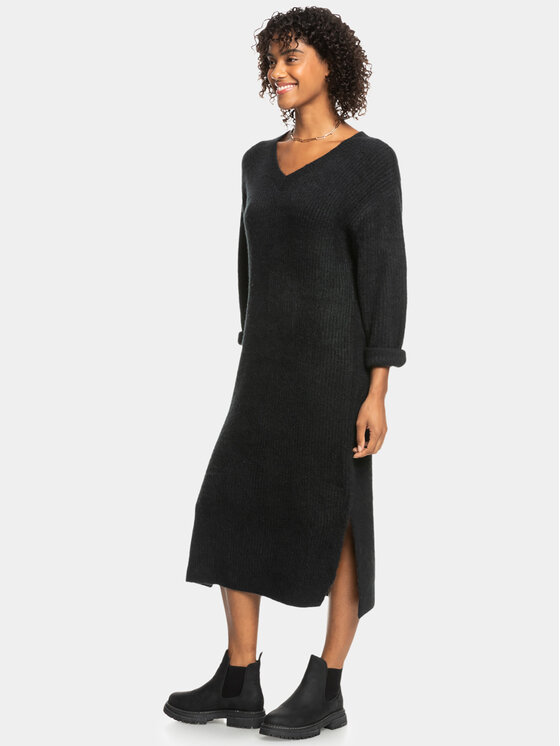 Roxy Roxy Úpletové šaty Winter Escape Ktdr ERJKD03449 Šedá Regular Fit