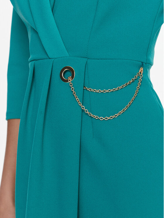 Rinascimento Rinascimento Sukienka koktajlowa CFC0019381002 Turkusowy Regular Fit