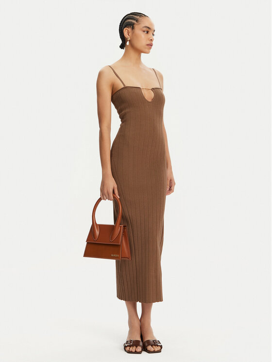JACQUEMUS JACQUEMUS Sukienka dzianinowa 24E241KN358-2355 Brązowy Regular Fit
