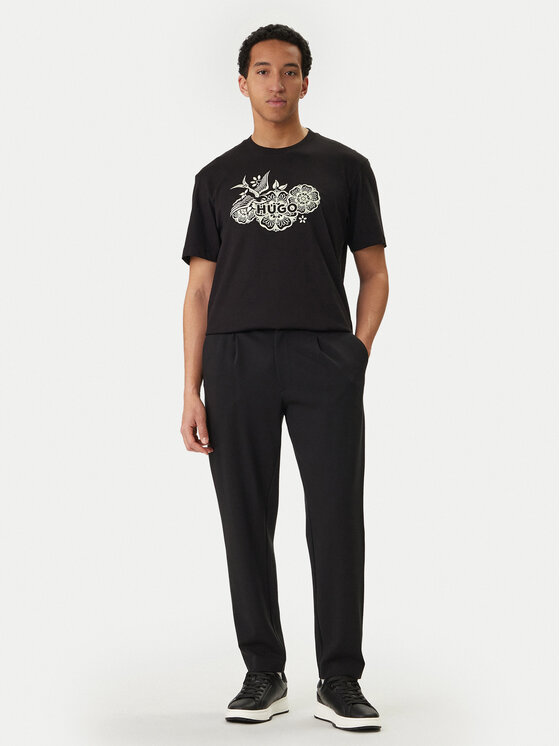 HUGO HUGO Tričko Dangen 50558415 Čierna Relaxed Fit