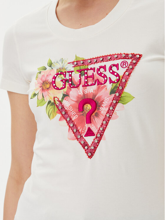 Guess Guess T-shirt W5GI10 J1314 Bijela Slim Fit