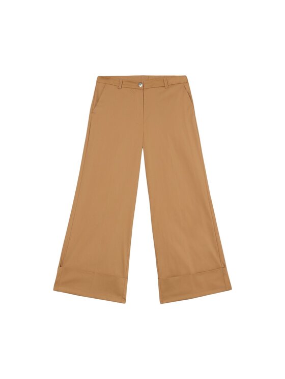 Oltre Oltre Pantaloni di tessuto P065R208995N012 Écru Cropp Fit