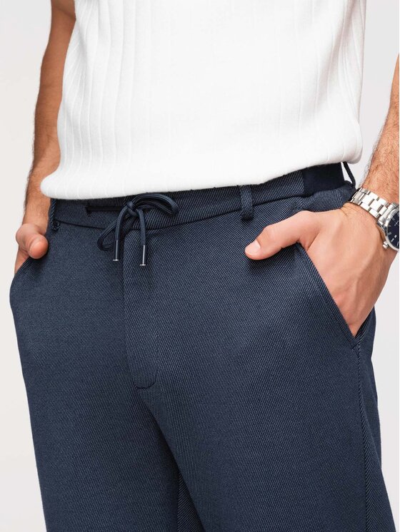 Ombre Ombre Spodnie materiałowe OM-PACP-0292 Granatowy Carrot Fit