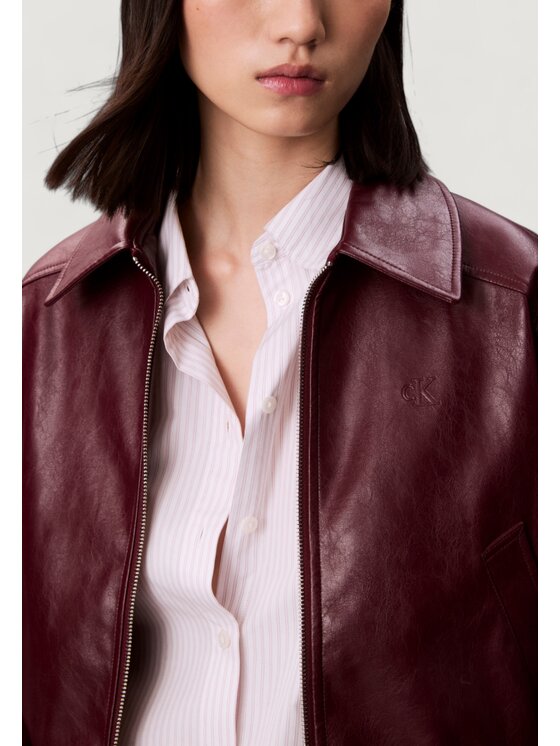 Calvin Klein Jeans Calvin Klein Jeans Giacca di pelle A-Cropped Crinkle Fa Bordeaux Cropp Fit
