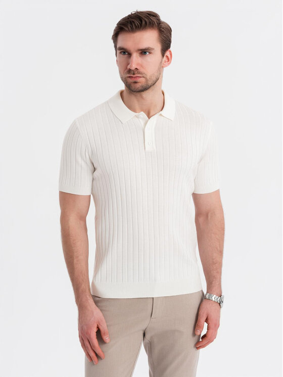Ombre Ombre Polo OM-POSS-0143 Biały Slim Fit