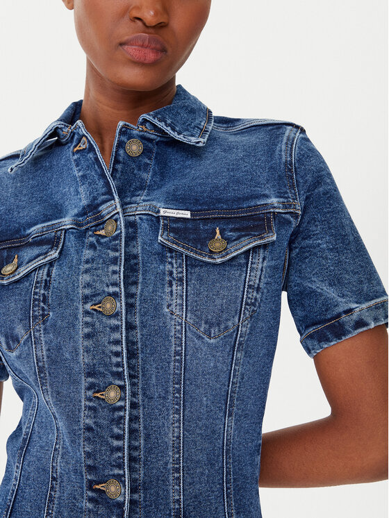 Guess Jeans Guess Jeans Jeans obleka W5YK55 D5R11 Modra Slim Fit