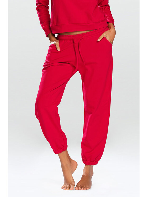 DKaren Sport DKaren Sport Spodnie materiałowe Wenezja Czerwony Classic Fit