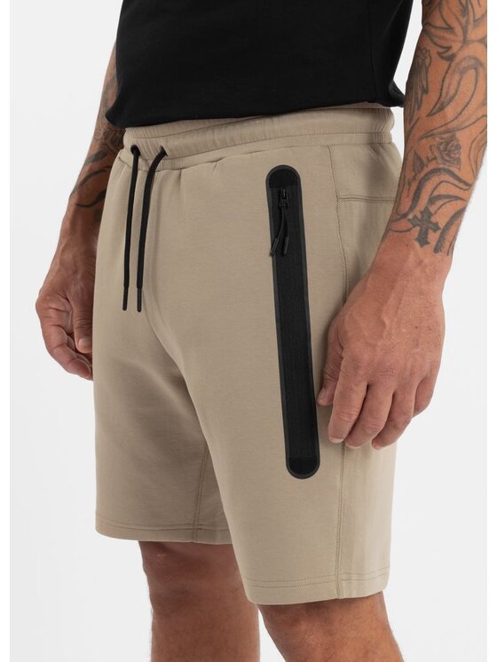 PITBULL PITBULL Szorty materiałowe Szorty dresowe męskie DOGWOOD POCKET XL Beżowy Regular Fit