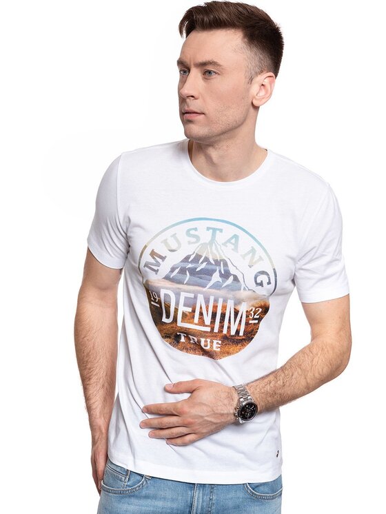 Mustang Mustang T-shirt ALEX C PRINT Bianco Regular Fit