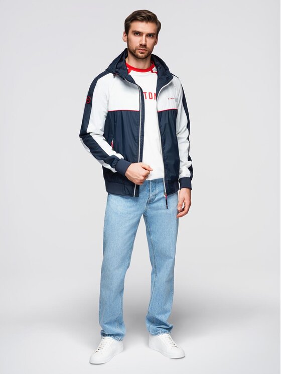 Ombre Ombre Kurtka przejściowa OM-JANP-0228 Granatowy Regular Fit