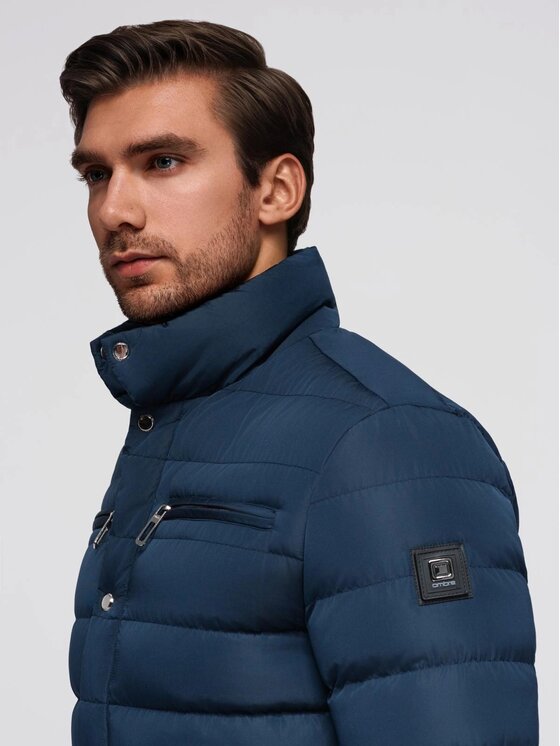 Ombre Ombre Kurtka przejściowa OM-JALP-0260 Granatowy Regular Fit