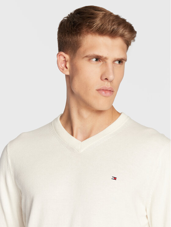 Tommy Hilfiger Tommy Hilfiger Maglione Pima MW0MW28047 Bianco Regular Fit