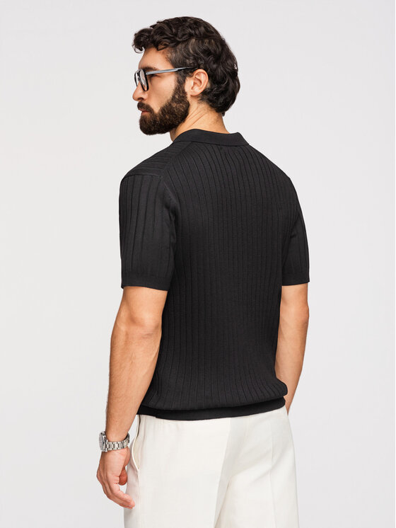 Ombre Ombre Polo OM-POSS-0180 Czarny Slim Fit