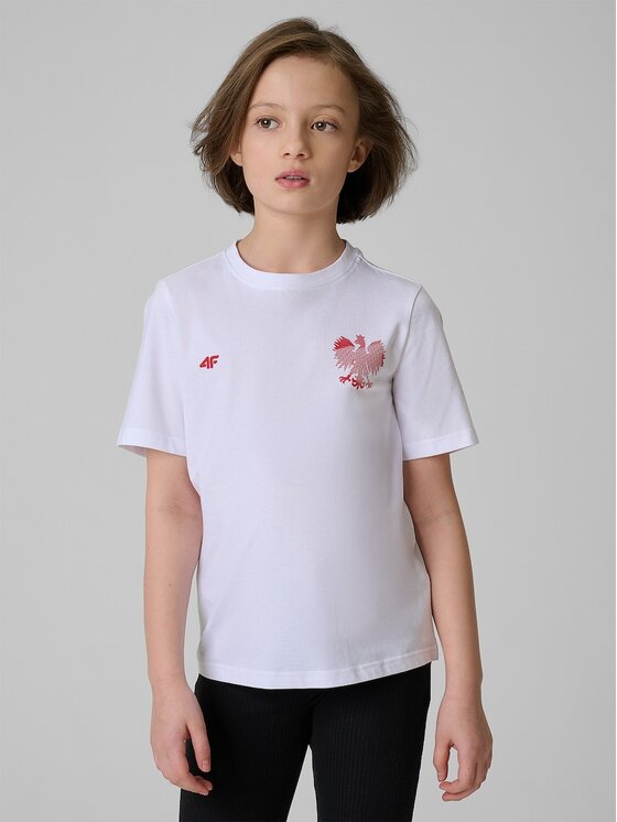 4F 4F T-Shirt FAN FOOTBALL COLLECTION Biały Regular Fit