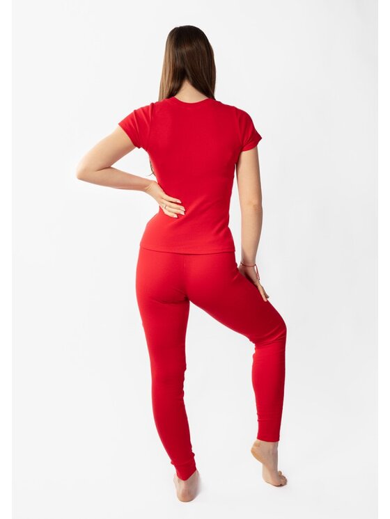 DKaren Sport DKaren Sport Komplet bluzka i spodnie Halima Czerwony Slim Fit