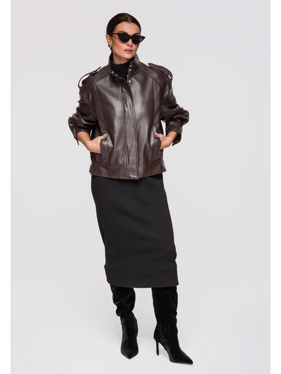 Ombre Ombre Kurtka przejściowa OW-JAFL-0104 Brązowy Oversize