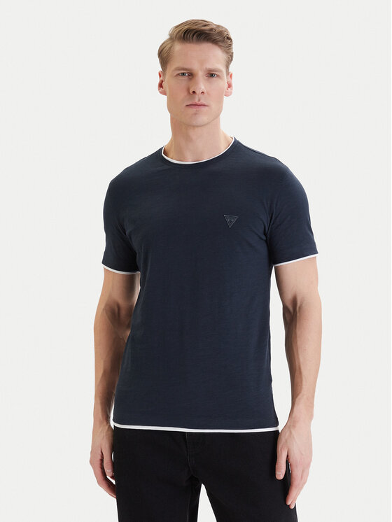 Guess Tricou F6GI06 K6XN4 Albastru Slim Fit